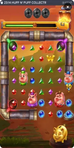 Huff N Puff CollectR base game grid with pig symbols